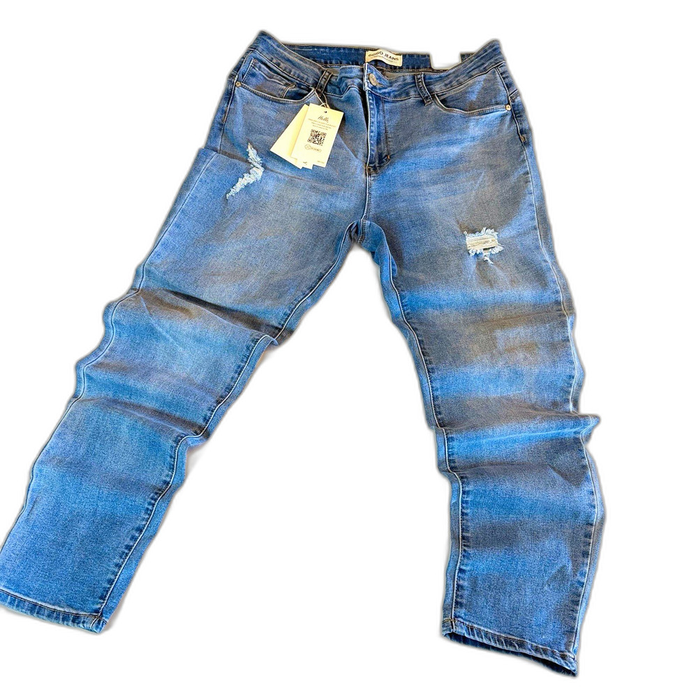 GOGO JEANS Butt-Lifter Skinny Jeans Juniors 15 Blue Medium Wash Distressed NWT